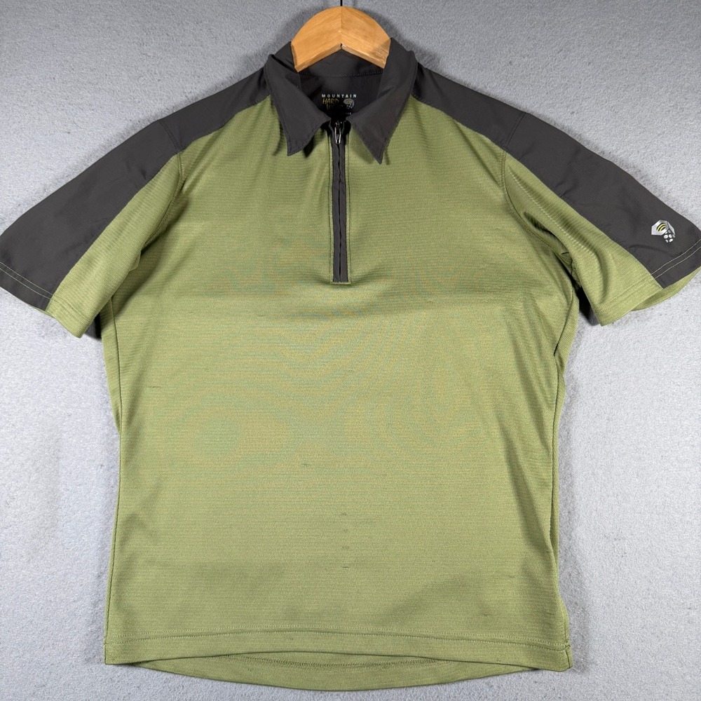 Mountain Hardwear Mens Green Grey Quarter Zip Technical Polo Shirt OM1005 Size S